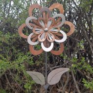 BurnettMetalArt Small 3 Layer Flower Yard Stake