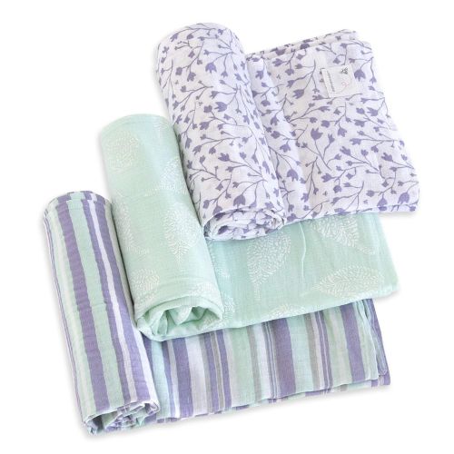  Burts Bees Baby - Swaddles, Muslin Cotton Baby Blankets, 3-Pack, Multipurpose Lightweight & Breathable 100% Organic Cotton (Floral Forest)