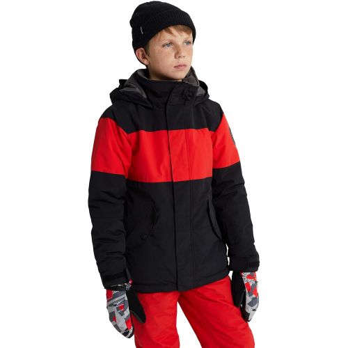 버튼 Burton Kids Boys Little Symbol Jacket, True Black/Flame Scarlet, M (10-12 Big Kids)