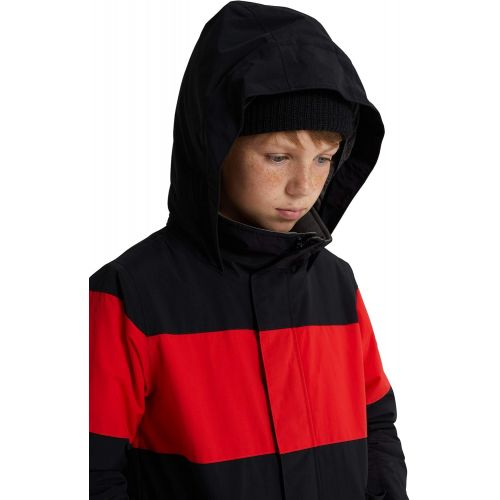 버튼 Burton Kids Boys Little Symbol Jacket, True Black/Flame Scarlet, M (10-12 Big Kids)