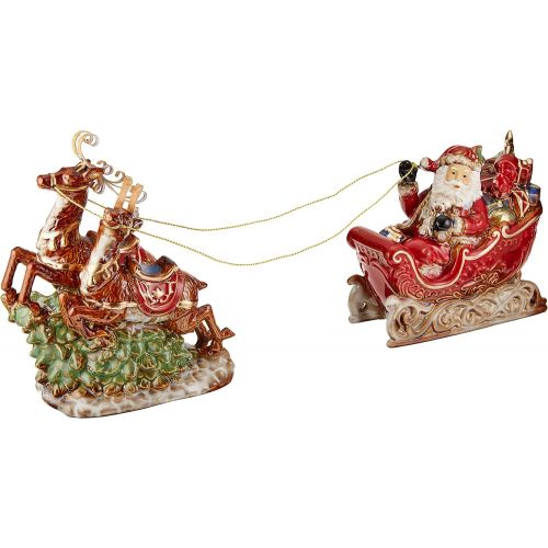 버튼 Burton & Burton Porcelain 10 h Santa, Sleigh and Reindeer Christmas Figurine for Holiday Home Decor