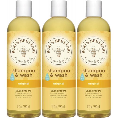  [아마존베스트]Burts Bees Baby Shampoo & Wash, Original Tear Free Baby Soap - 12 Ounce Bottle (Pack of 3)