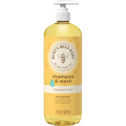  [아마존베스트]Burts Bees Baby Shampoo & Wash, Fragrance Free & Tear Free Baby Soap - 21 Ounce Bottle