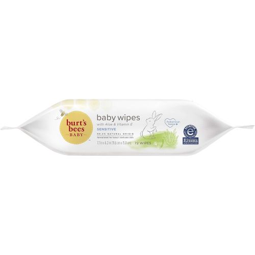  Burts Bees Baby Chlorine-Free Wipes, Unscented Natural Baby Wipes for Sensitive Skin 72 Wipes (Pack of 6)