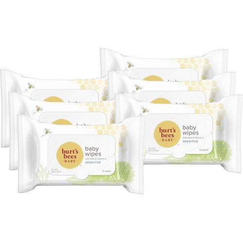  Burts Bees Baby Chlorine-Free Wipes, Unscented Natural Baby Wipes for Sensitive Skin 72 Wipes (Pack of 6)