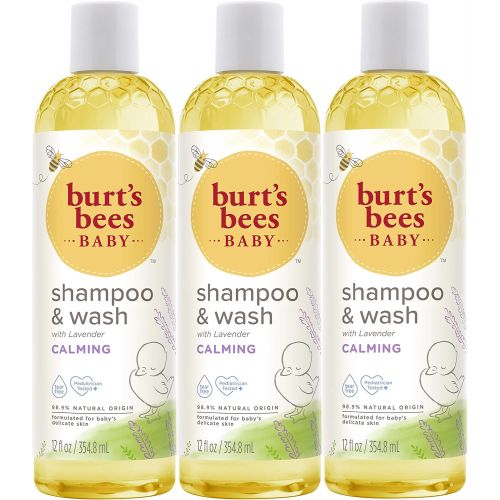  Burts Bees Baby Shampoo & Wash, Calming Tear Free Baby Soap - 12 Fl Oz Bottle (Pack of 3)