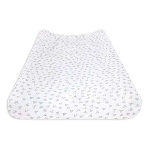  [아마존베스트]Burts Bees Baby - Changing Pad Cover, 100% Organic Cotton Changing Pad Liner for Standard 16 x 32 Baby Changing Mats (Heather Grey Honeybee Print)