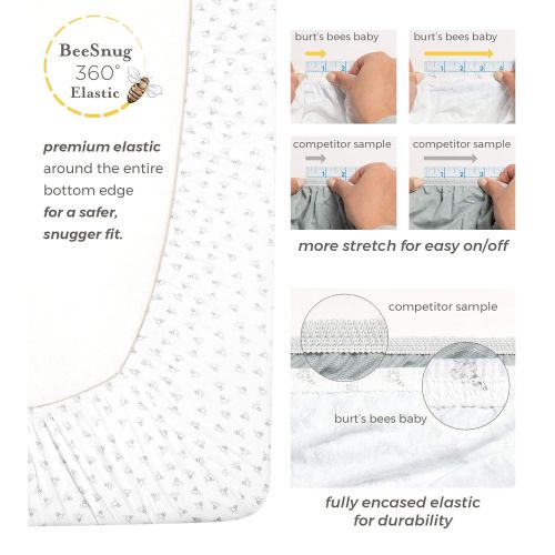  [아마존베스트]Burts Bees Baby - Changing Pad Cover, 100% Organic Cotton Changing Pad Liner for Standard 16 x 32 Baby Changing Mats (Heather Grey Honeybee Print)