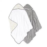 [아마존베스트]Burts Bees Baby - Hooded Towels, Absorbent Knit Terry, Super Soft Single Ply, 100% Organic Cotton (Honey Bee/Grey, 2-Pack)