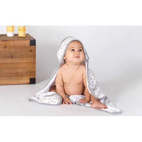  [아마존베스트]Burts Bees Baby - Hooded Towels, Absorbent Knit Terry, Super Soft Single Ply, 100% Organic Cotton (Honey Bee/Grey, 2-Pack)