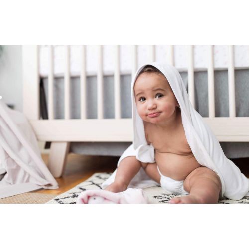  [아마존베스트]Burts Bees Baby - Hooded Towels, Absorbent Knit Terry, Super Soft Single Ply, 100% Organic Cotton (Honey Bee/Grey, 2-Pack)