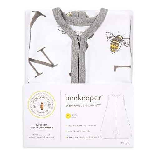  [아마존베스트]Burts Bees Baby - Beekeeper Wearable Blanket, 100% Organic Cotton, Swaddle Transition Sleeping Bag