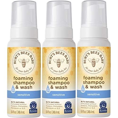  [아마존베스트]Burts Bees Baby Foaming Shampoo & Wash 8.4 Ounce - Pack of 3