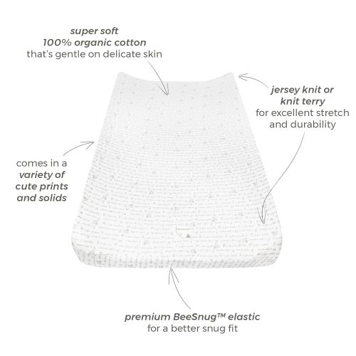  Burts Bees Baby - Changing Pad Cover, 100% Organic Cotton Changing Pad Liner for Standard 16 x 32 Baby Changing Mats (Heather Grey Solid Color)