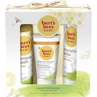 Burts Bees Baby Sweet Memories Gift Set with Keepsake Photo Box, 4 Baby Products Shampoo & Wash, Lotion, Diaper Rash Ointment and Soap