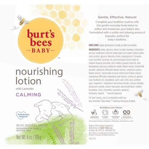  Burts Bees Baby Nourishing Lotion, Calming Baby Lotion,6 Ounce (Pack of 3)