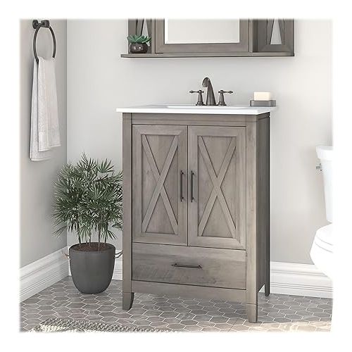  Bush Furniture Key West 24W Bathroom Vanity with Sink in Driftwood Gray