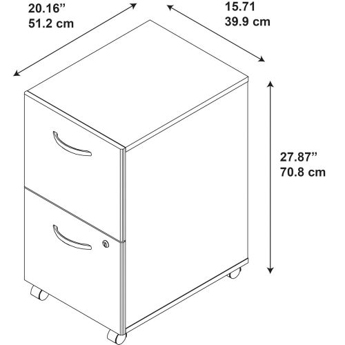  Bush Business Furniture Series C Elite 2 Drawer Mobile File Cabinet in Hansen Cherry