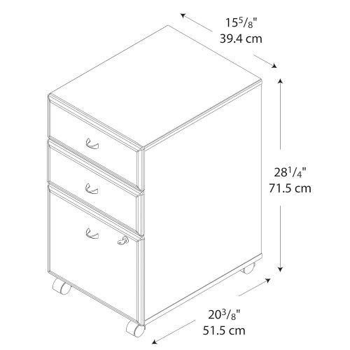  Bush Business Furniture Series A 3 Drawer Mobile File Cabinet in Pewter and White Spectrum