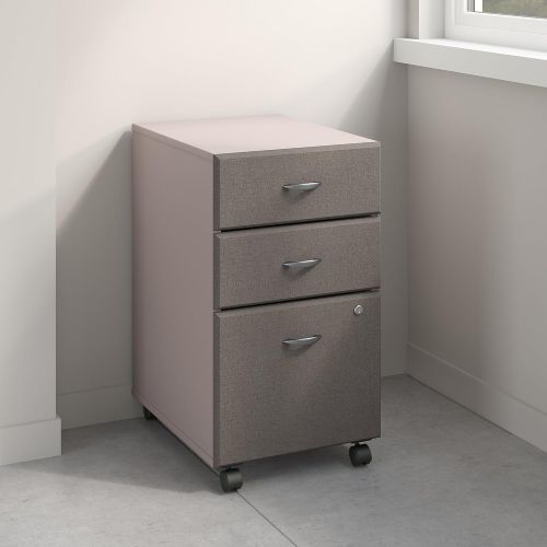  Bush Business Furniture Series A 3 Drawer Mobile File Cabinet in Pewter and White Spectrum