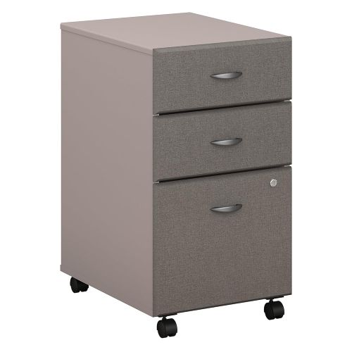  Bush Business Furniture Series A 3 Drawer Mobile File Cabinet in Pewter and White Spectrum