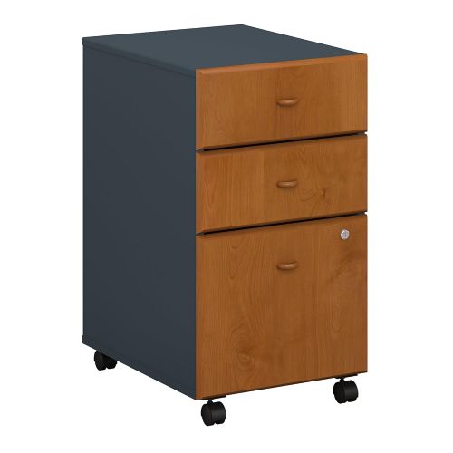  Bush Business Furniture Series A 3 Drawer Mobile File Cabinet in Natural Cherry and Slate