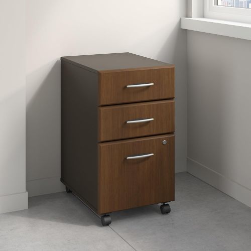  Bush Business Furniture Series A 3 Drawer Mobile File Cabinet in Natural Cherry and Slate