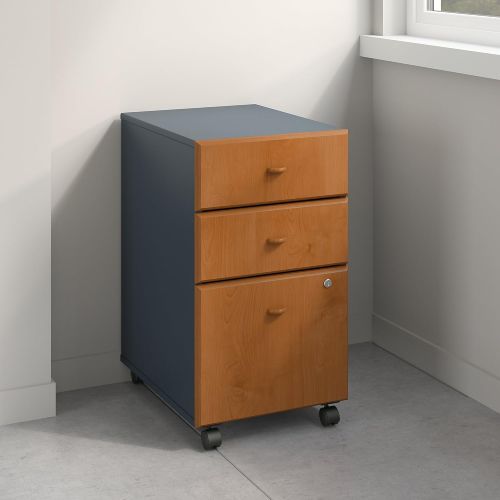  Bush Business Furniture Series A 3 Drawer Mobile File Cabinet in Natural Cherry and Slate