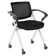 Bush Business Furniture Corporate Mesh Back Folding Office Chairs Set of 2 in Black