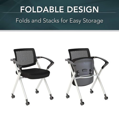  Bush Business Furniture Corporate Mesh Back Folding Office Chairs Set of 2 in Black