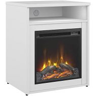 Bush Business Furniture Studio C 24W Electric Fireplace with Shelf in White