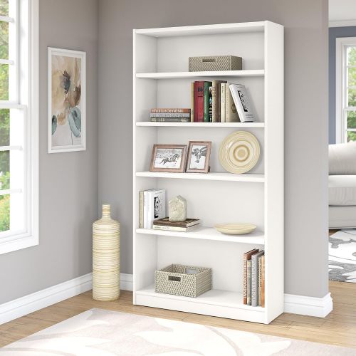  Bush Furniture Universal 5 Shelf Bookcase in Pure White