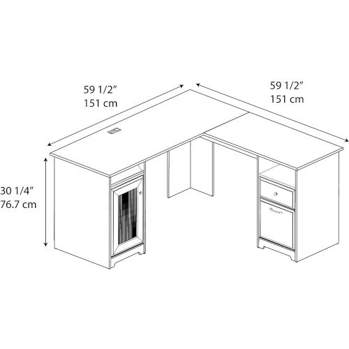  Bush Furniture Cabot L Shaped Computer Desk in Espresso Oak
