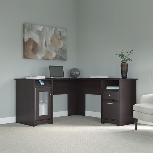  Bush Furniture Cabot L Shaped Computer Desk in Espresso Oak