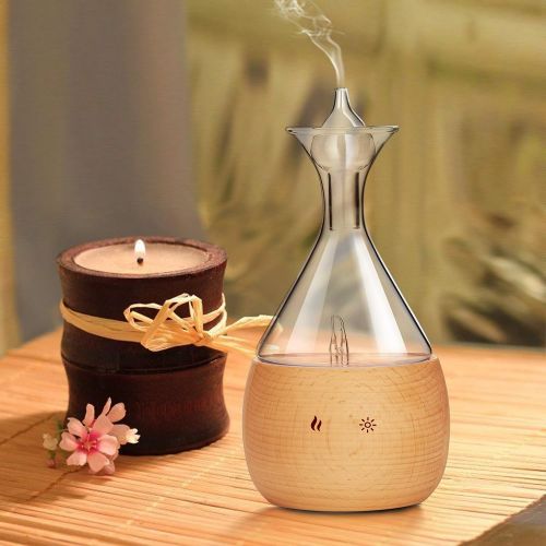  Bushberry Mist Aromatherapy Diffuser Nebulizer Made of Beech Wood and Glass. Waterless Pure Essential Oil Mist for up to 4 Hours, no Added Water or Heat. Professional, Stylish and...