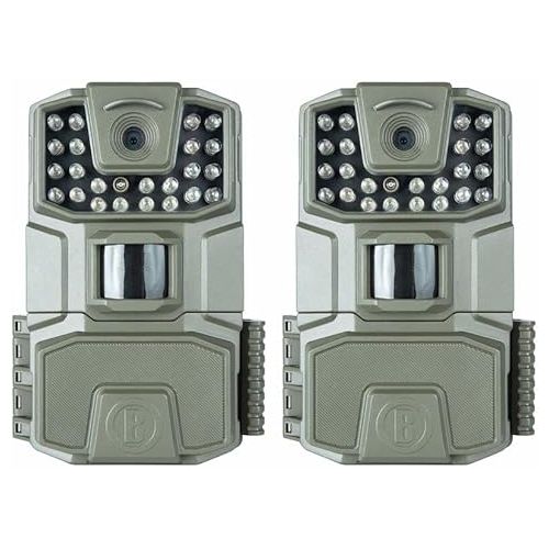 부쉬넬 Bushnell Spot-On 2-Pack Low Glow 18MP Trail Camera Combo, 50 ft Low Glow IR Flash, 60 ft PIR Motion Range, Waterproof & Rugged