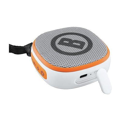 부쉬넬 Bushnell Disc Jockey -Bluetooth -Speaker, Lightweight Disk Golf -Speaker with Distance to Basket -GPS, White/Orange, Small