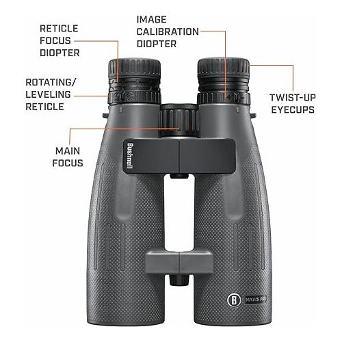 부쉬넬 Bushnell Match Pro 15x56 Binoculars - Precision Shooting Shot Call MRAD Reticle, Crystal Clear Glass, Bridge Lock Keeps Your Binos in The Exact Same Position