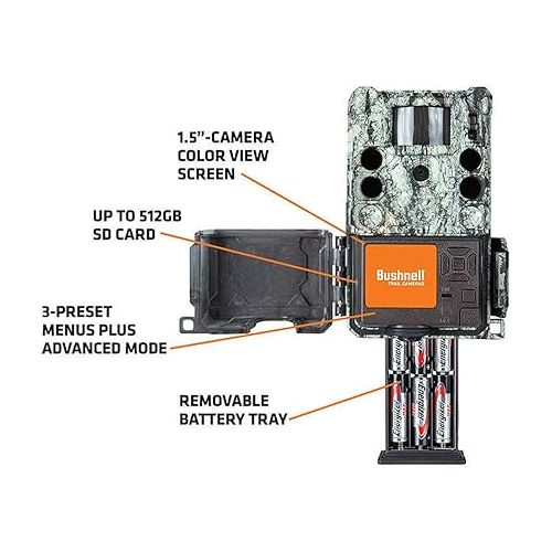 부쉬넬 Bushnell Trail Camera CORE S-4K, No-Glow Game Camera with 4K Video and 1.5” Color Viewscreen