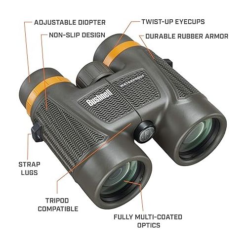 부쉬넬 Bushnell H2O Xtreme 10x42 Compact Waterproof Binoculars with Fully Multi Coated Lens for Hunting and Boating 181042C