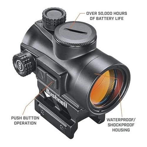 부쉬넬 Bushnell TRS-26 1x26 Red Dot Scope, Reflex Red Dot Sight with 3 MOA and 50,000 Hours of Battery Life