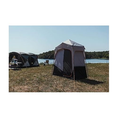 부쉬넬 Bushnell Shower Tent with Instant Setup Technology | Shield Series 2 Room Shower Tent for Family Camping, Hunting, Hiking | Solar Water Reservoir Included