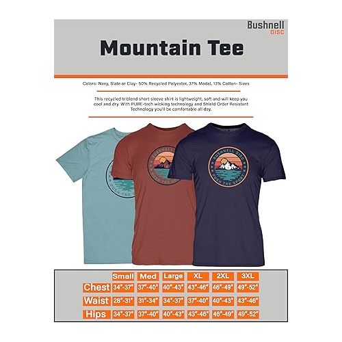 부쉬넬 Bushnell Disc Golf Graphic T-Shirt, Push The Sport, Mountain Range, Navy