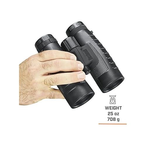 부쉬넬 Bushnell 10x42mm Trophy XLT: Versatile Waterproof Binoculars for Adults, Cruise Ship, Tactical, and Bird Watching Essentials with 6.2 Angle of View, Black