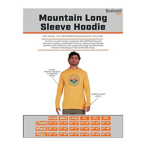 부쉬넬 Bushnell Disc Golf Graphic Hoodie, Push The Sport, Medium, Mountain Range Design, Orange