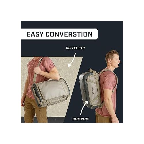 부쉬넬 Bushnell Duffel Bag | 40L Convertible Duffel and Backpack, Water-Resistant Coating, Fully Adjustable, Multiple Loop Attachments, Great for the Gym, Overnight, Emergency Prep, Go Bag