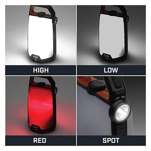 부쉬넬 Bushnell Lantern: 1000L LED Lantern with Flashlight Mode, Red Mode, IPX4 Water Resistant, and 300 Hour Max Runtime - Essential Glamping, Camping Gear, and Emergency Prep Lantern