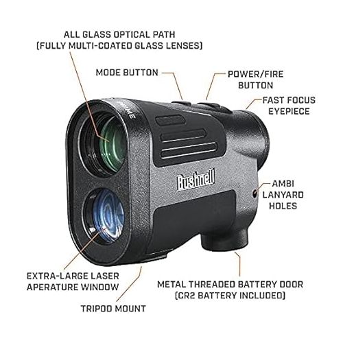 부쉬넬 Bushnell Prime 1800 Hunting Laser Rangefinder 6x24mm, ActivSync Display, Brush Mode, Bullseye Mode, Rifle and Archery Modes