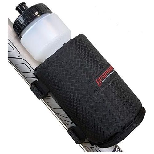  [아마존베스트]Bushwhacker Olympia Bicycle Water Bottle Holder w/ 28 Ounce Bottle - Mounts with Velcro Straps No Tools Hardware Screws Required - Attaches to Top Down or Seat Tube - Bike Cage Hyd