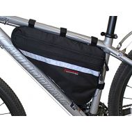 Bushwhacker Fargo Black - Large Triangle Bicycle Frame Bag w/Reflective Trim Cycling Pack Bike Under Seat Top Tube Bag Front Rear Accessories Crossbar